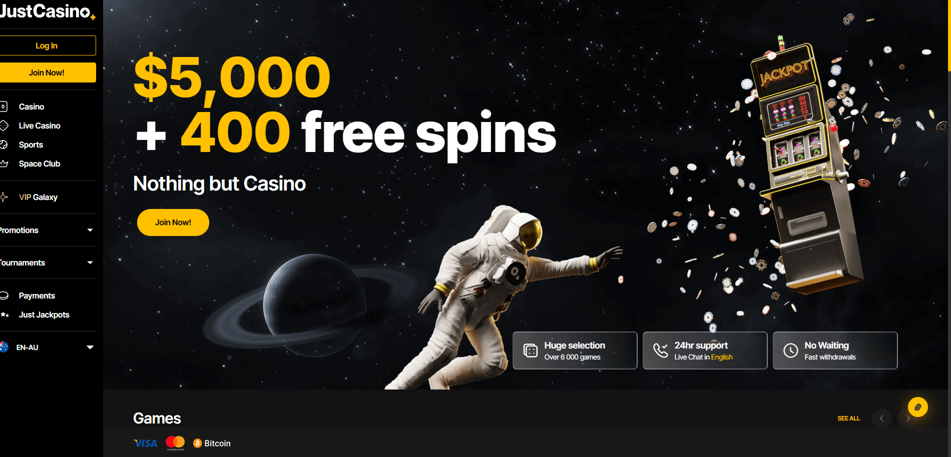 justcasino online casinos australia main page